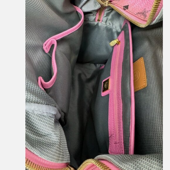 MCM Pink Visetos Mini Backpack Gold Hardware Authentic main image 13